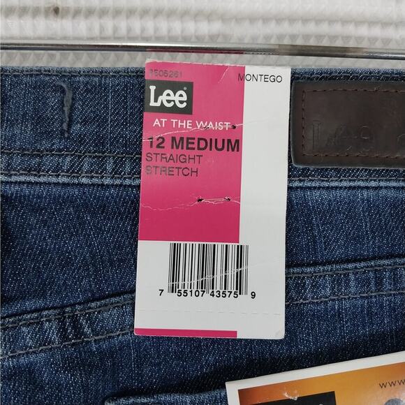 NWT! LEE JEANS! HIGH WAIST, STRAIGHT LEG STRETCH BLUE DENIM CLASSIC JEANS! SZ 12 - Picture 6 of 10